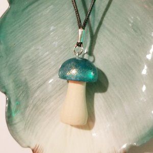Wooden mushroom necklace